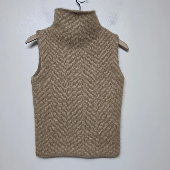 Ralph Lauren Sport Sweater Vest Women's M Brown Mohair Wool Blend Turtleneck - Picture 4 of 9